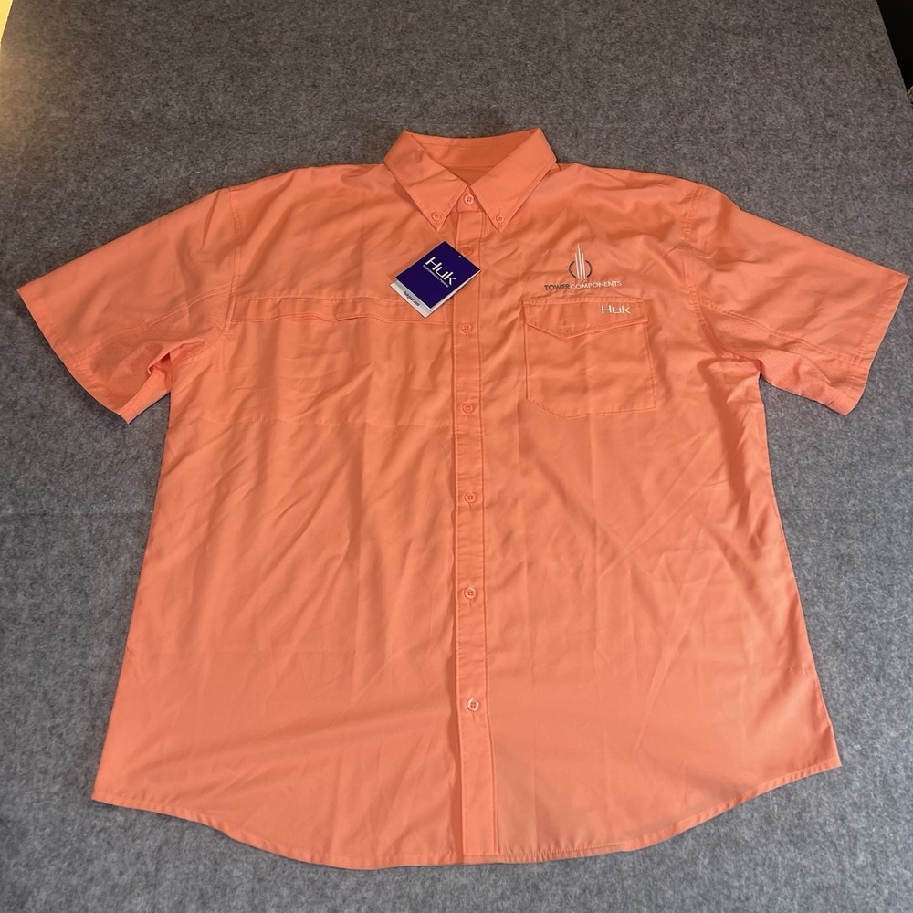 Huk Fishing Tide Point Shirt Men's 2XL Button Down Short Sleeve Vented